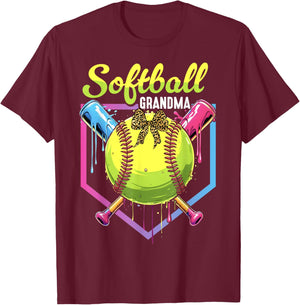 Softball Drip Grandma Ice Cream Softball Bow Mother's Day T-Shirt - T-Shirt | Maroon