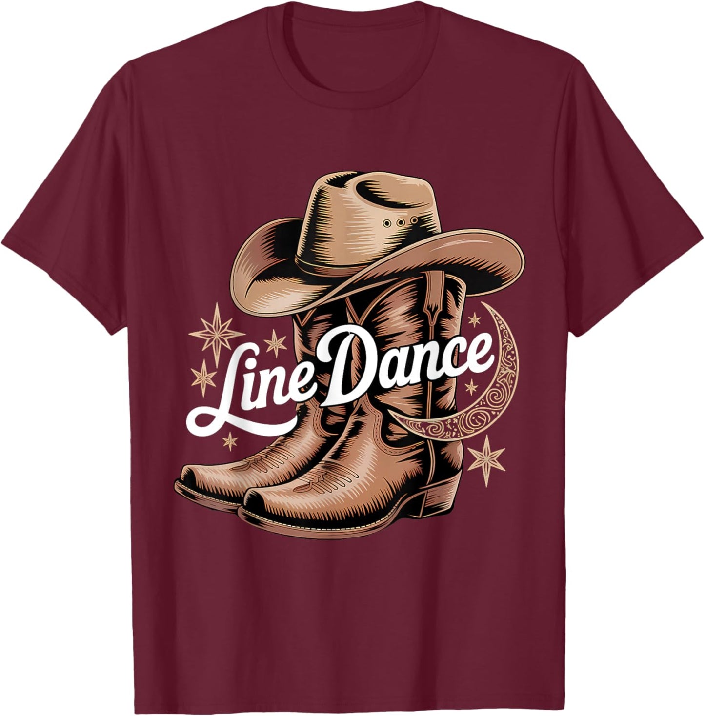 Line Dance Cowboystiefel T-Shirt - T-Shirt | Maroon