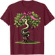 Coquette Bow Garden of Eden Religious Biblical Snake Girl T-Shirt - T-Shirt | Maroon
