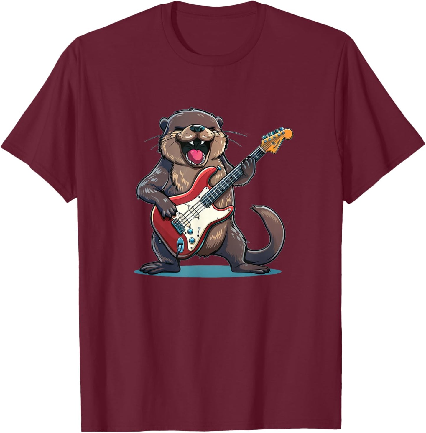 Cute rocking Otter Costume for Adults and Kids T-Shirt - T-Shirt | Maroon