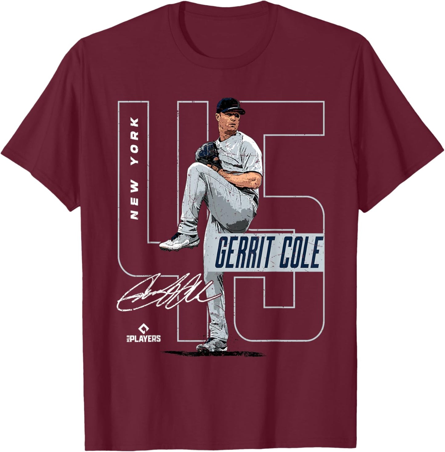 Gerrit Cole | New York Baseball MLB Players | MLBCOL4058 T-Shirt - T-Shirt | Maroon