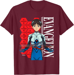 Evangelion 3.0+1.0 - “Shinji Ikari” T-Shirt - T-Shirt | Maroon