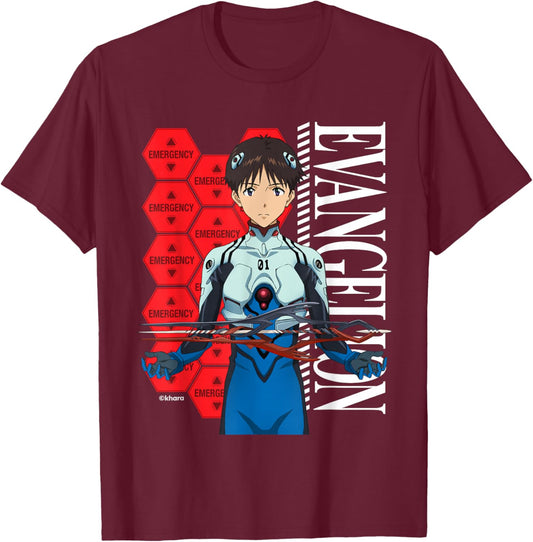 Evangelion 3.0+1.0 - “Shinji Ikari” T-Shirt - T-Shirt | Maroon