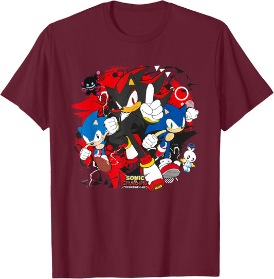 Sonic the Hedgehog, Sonic X Shadow Generations - Game On T-Shirt - T-Shirt | Maroon