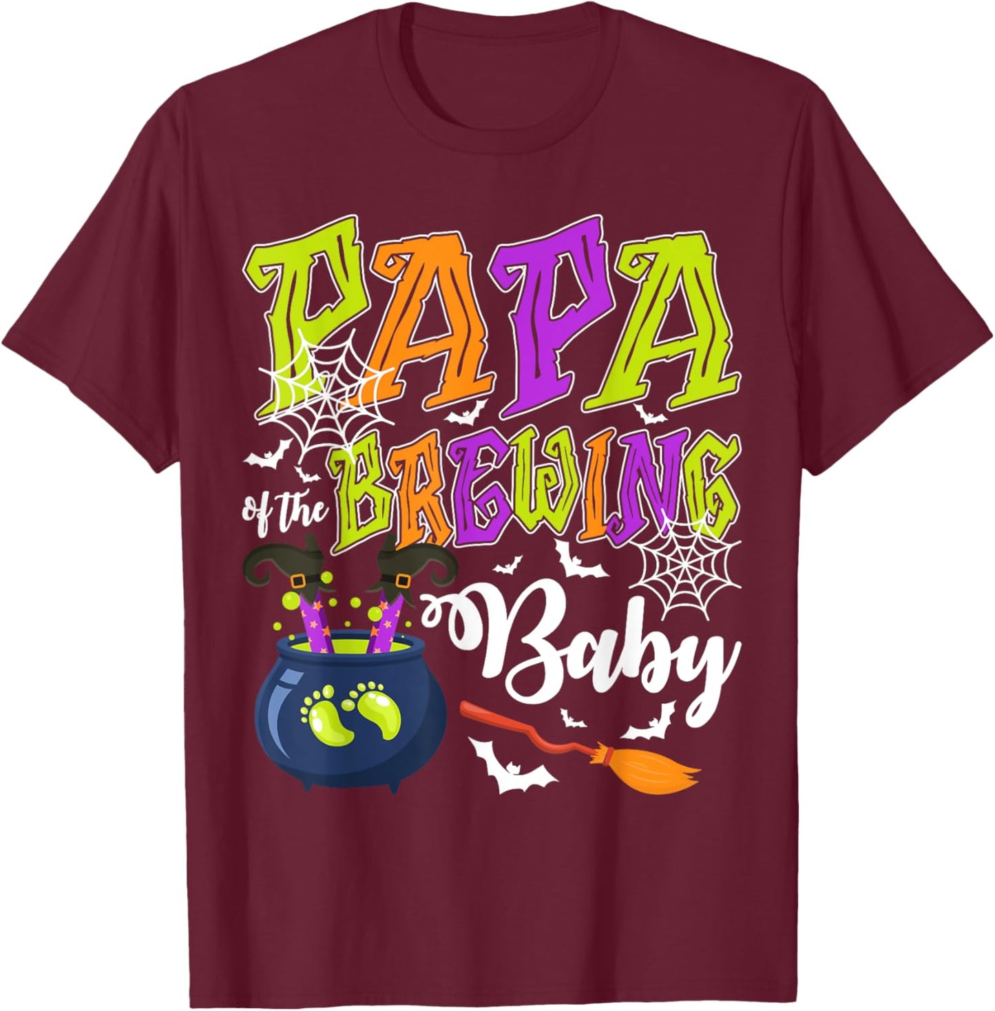 Papa of Brewing Baby Matching Family Halloween Baby Shower T-Shirt - T-Shirt | Maroon