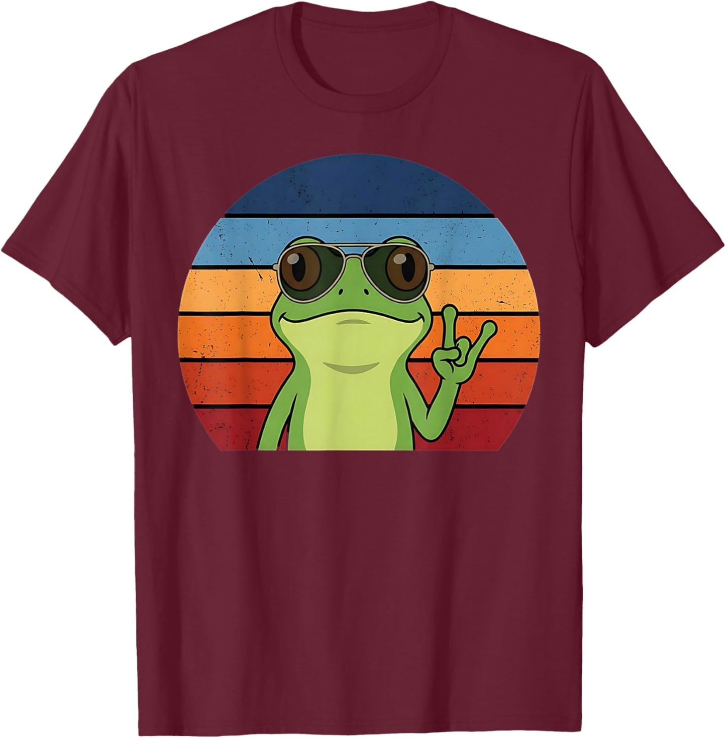 Funny Retro Vintage Frog Rock Music Animal Boys T-Shirt - T-Shirt | Maroon