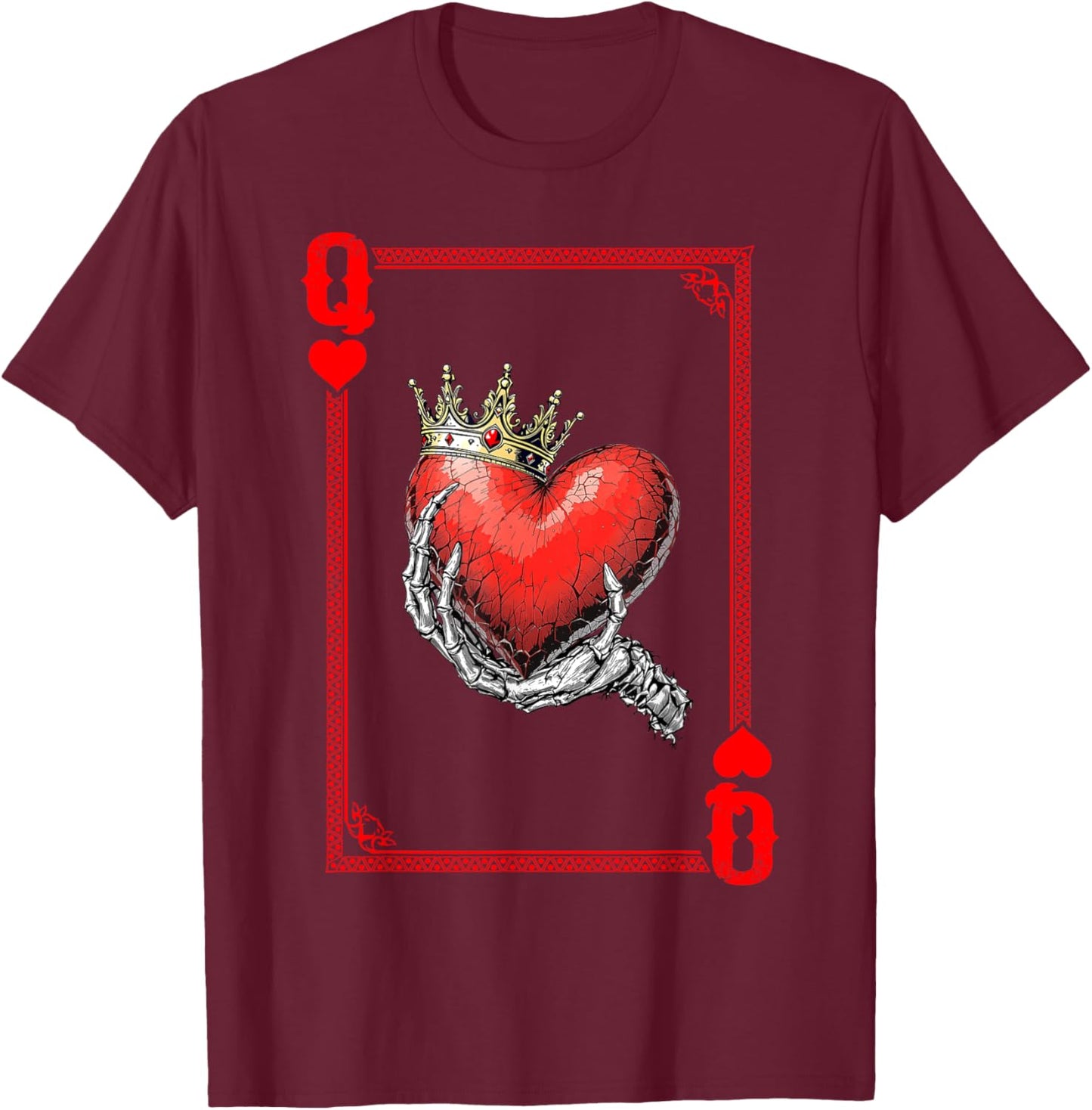 Queen King Of Hearts Playing Card Couple Matching Valentine T-Shirt - T-Shirt | Maroon
