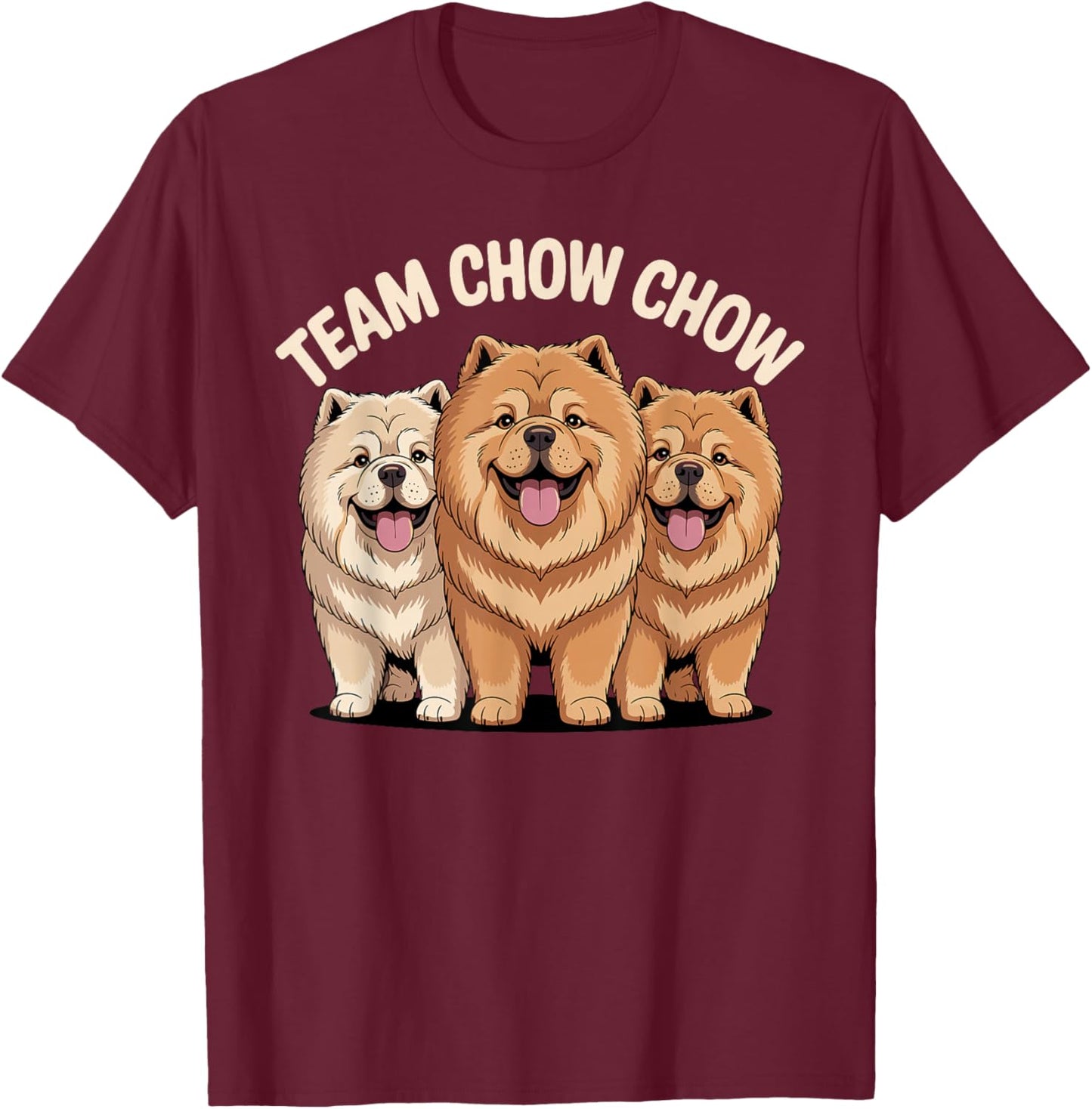 Cartoon Lion Dog Pet Dog Breed Team Chow Chow T-Shirt - T-Shirt | Maroon