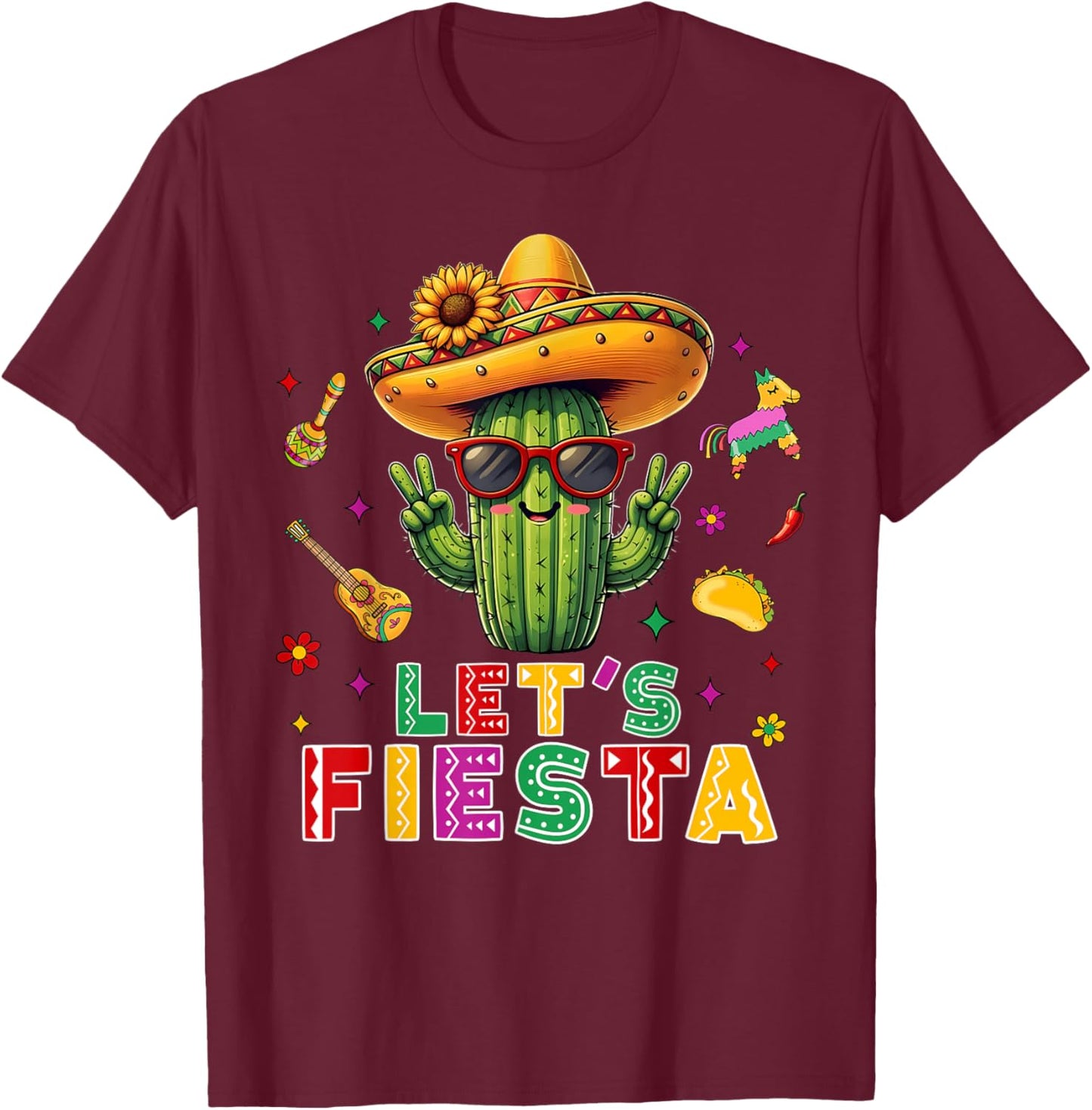 Cinco De Mayo Mexican Cactus Funny Lets Fiesta Party Women T-Shirt - T-Shirt | Maroon