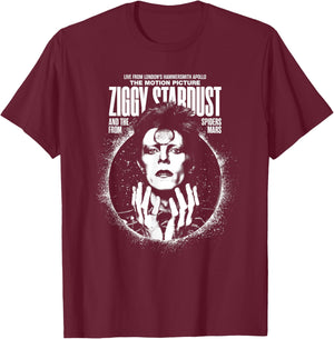 David Bowie Ziggy Stardust The Motion Picture Sukita Photo T-Shirt - T-Shirt | Maroon