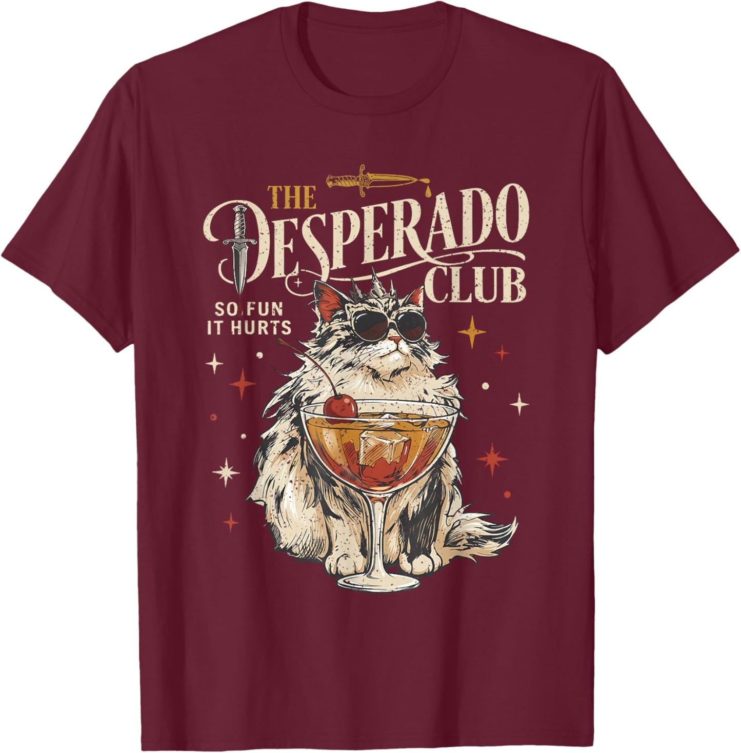Desperado Club Mama Needs A Night Off Funny Cat T-Shirt - T-Shirt | Maroon