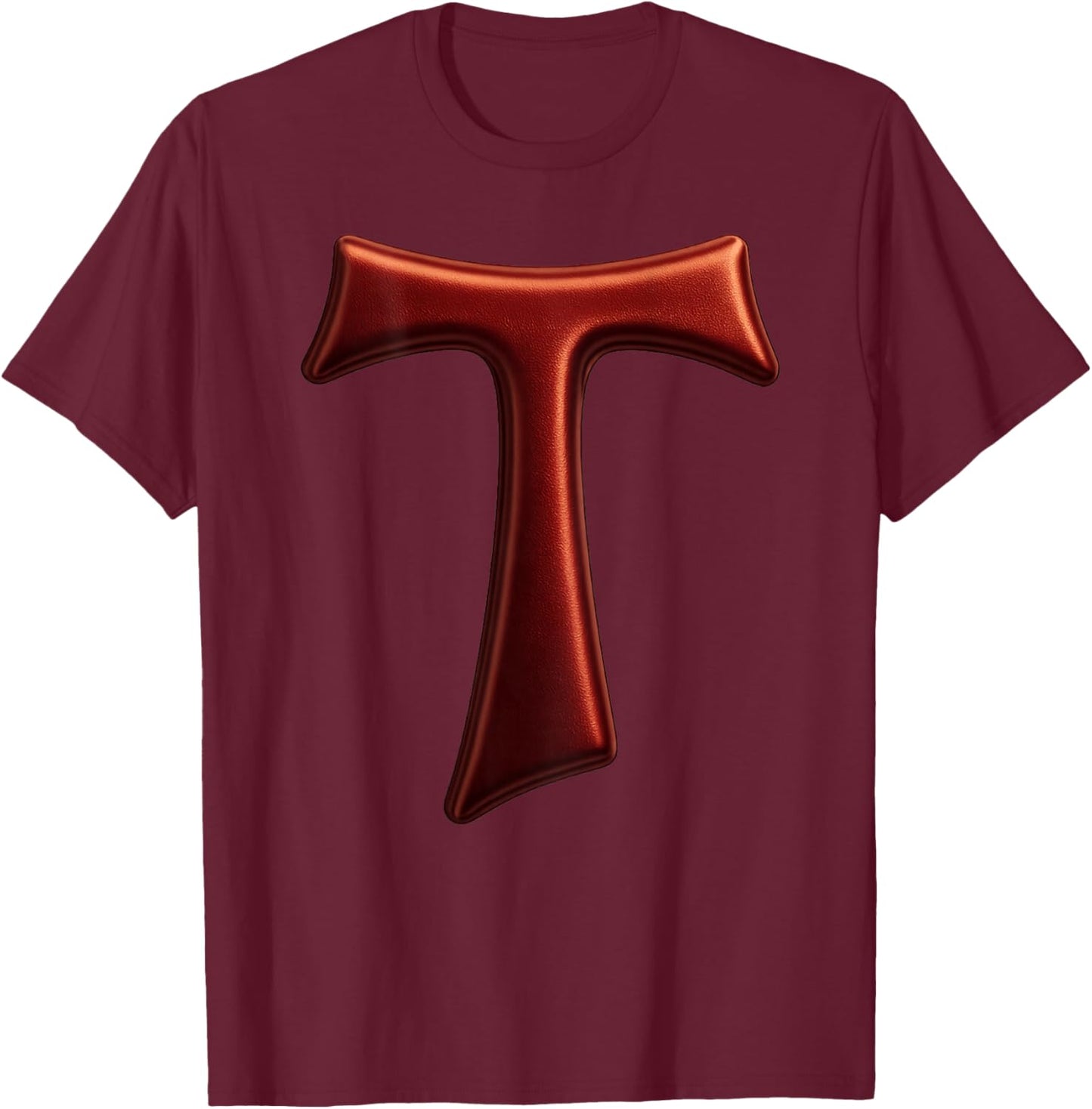 Franciscan Tau Cross - Catholic Saint Anthonys Cross T-Shirt - T-Shirt | Maroon
