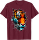 Tiger Face Wild Animal Tiger T-Shirt - T-Shirt | Maroon