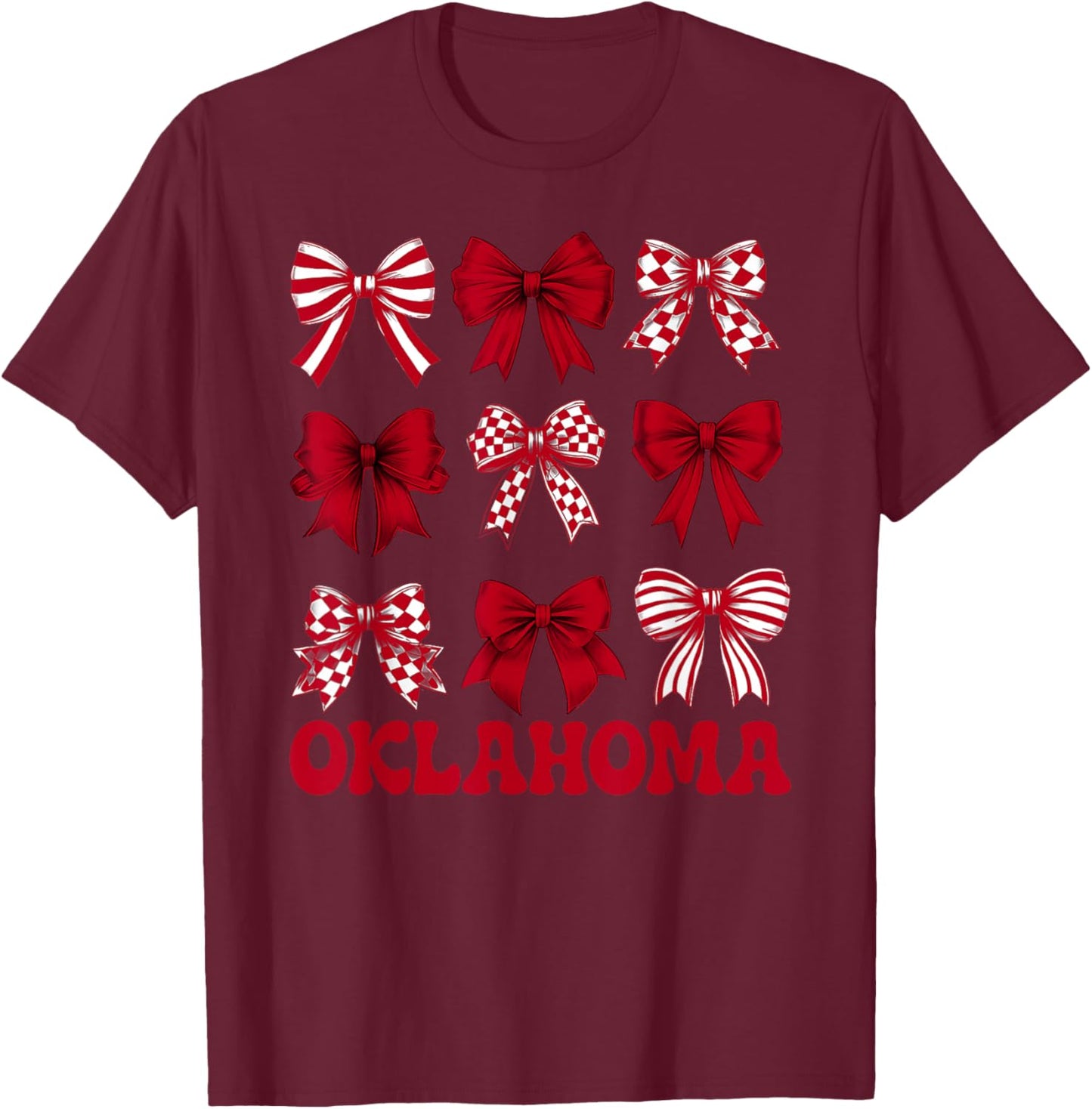 Oklahoma Groovy Cute Coquette Bow Girls Kids T-Shirt - T-Shirt | Maroon