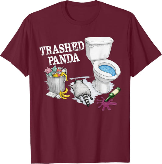 Trashed Panda Funny Drunk Racoon Meme T-Shirt - T-Shirt | Maroon