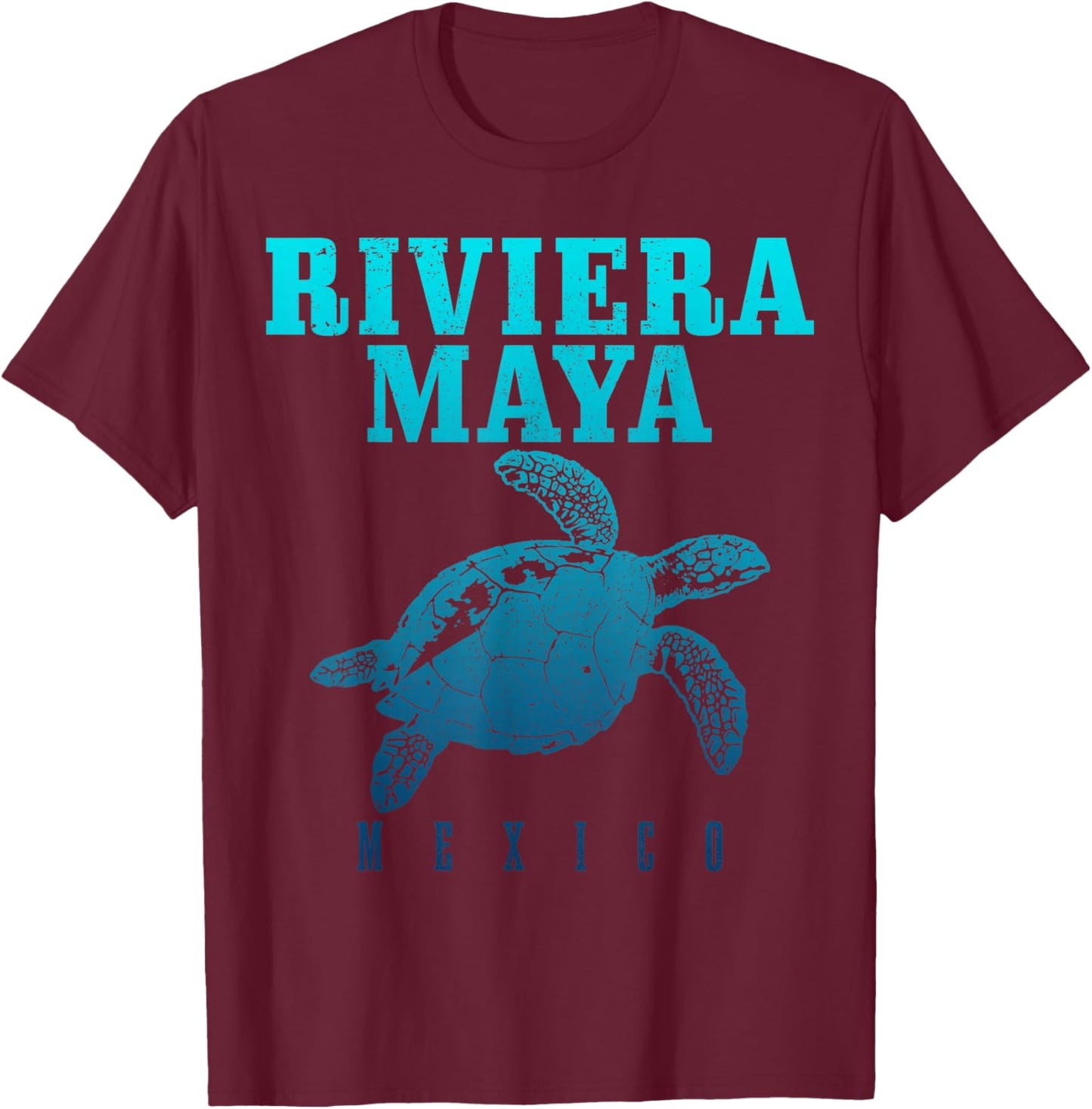 Riviera Maya Mexico Surf Sea Turtle Surfer Scuba Diving T-Shirt - T-Shirt | Maroon