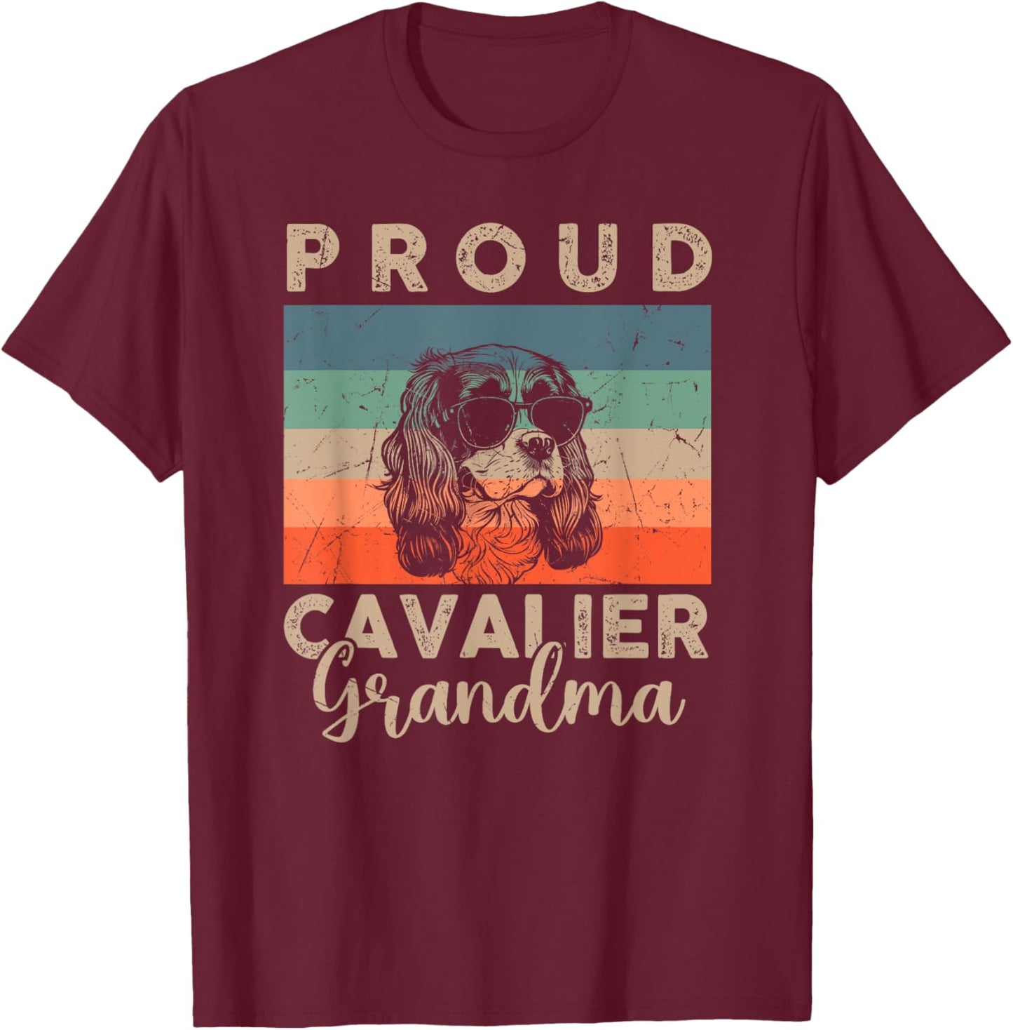 Funny Proud Cavalier Grandma Gifts Dog Lover Xmas T-Shirt - T-Shirt | Maroon