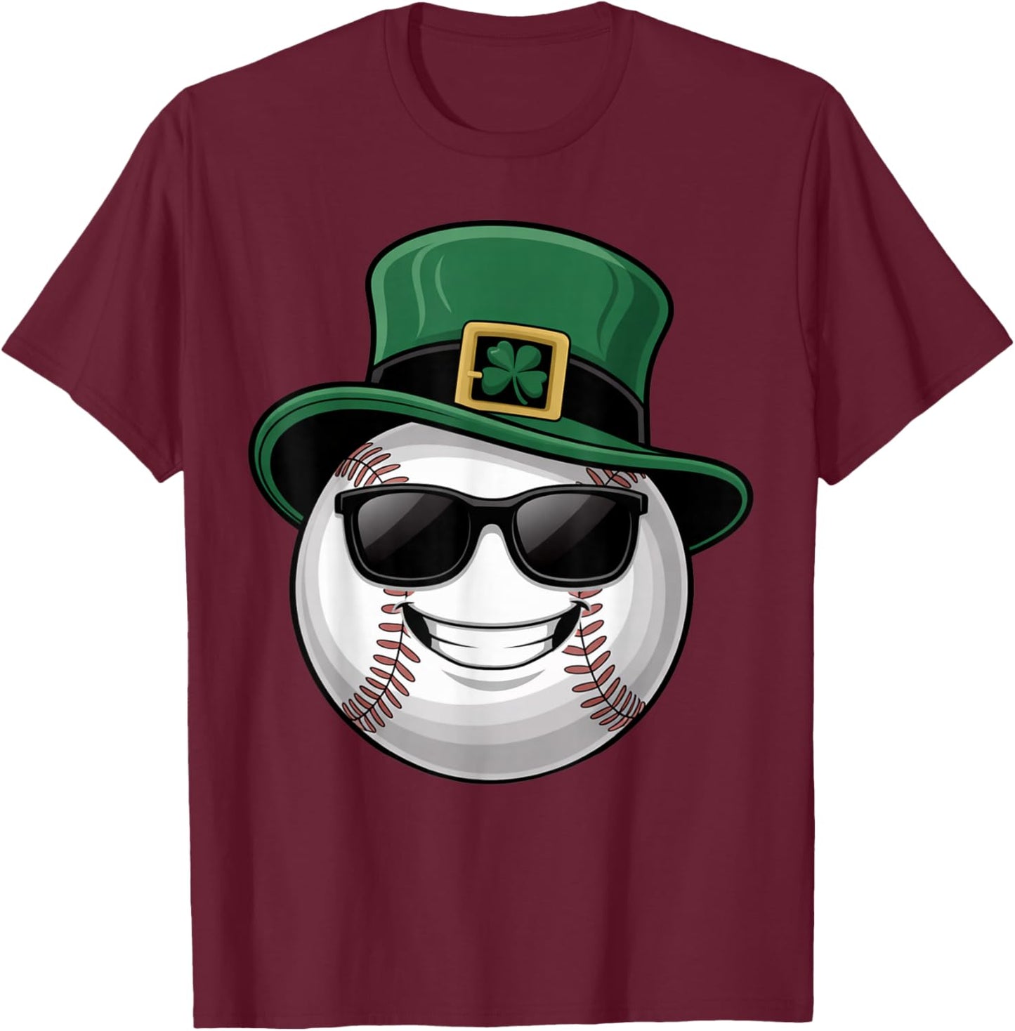 Baseball Shamrock Hat Funny St Patricks Day T-Shirt - T-Shirt | Maroon
