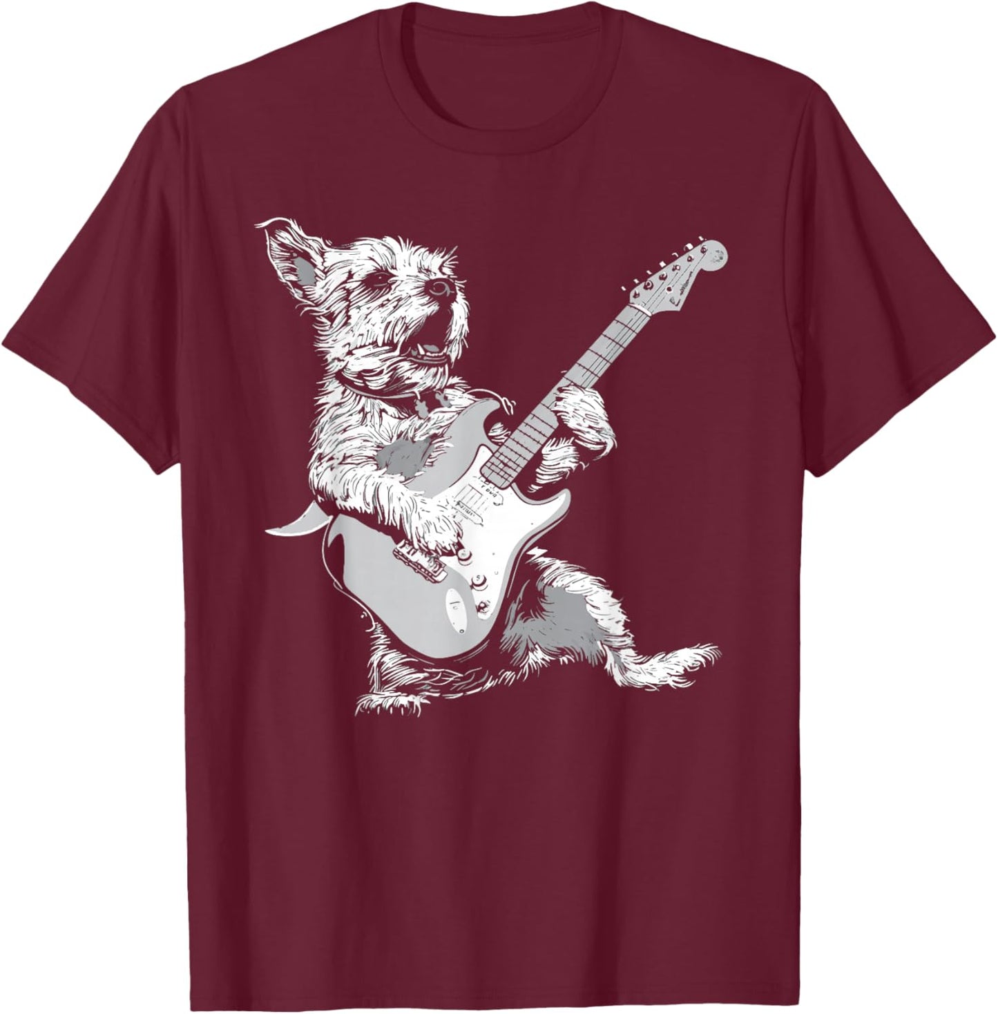 Dog Guitarist Guitar - Border Terrier Dad Mom T-Shirt - T-Shirt | Maroon