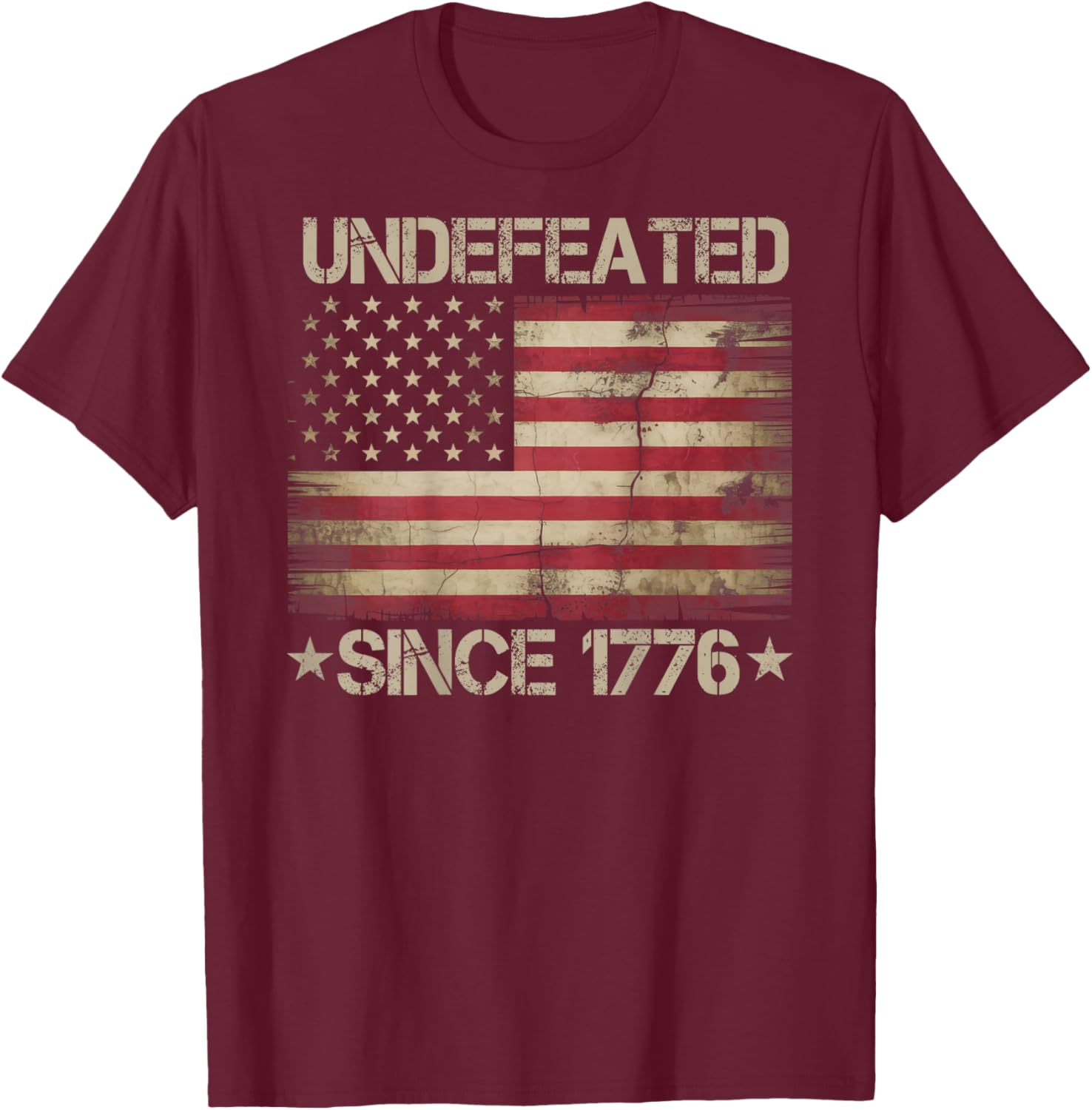 Undefeated Since 1776 Patriotic American Flag We The People T-Shirt - T-Shirt | Maroon