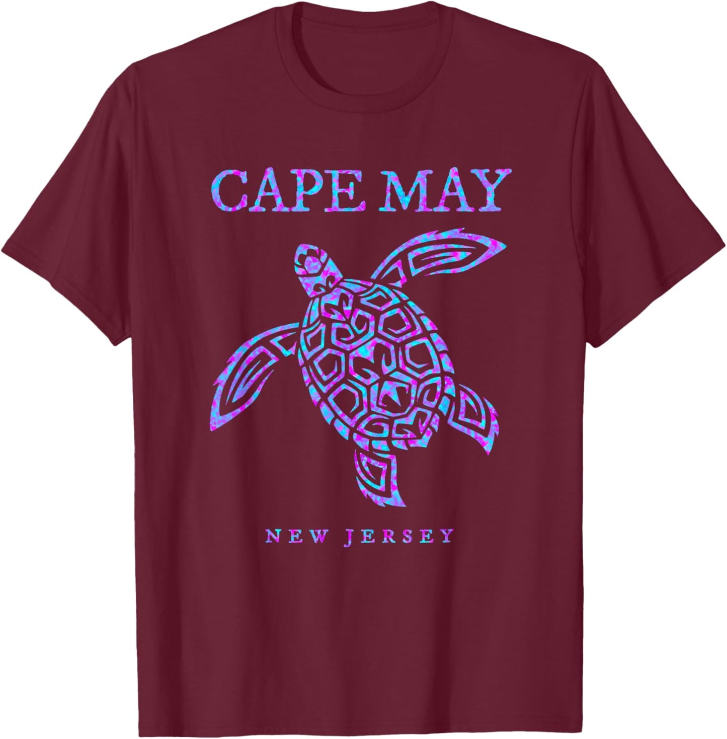 Cape May New Jersey NJ Sea Turtle Beach Vacation T-Shirt - T-Shirt | Maroon
