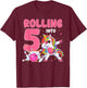 Rolling Into 5 5th Birthday Unicorn Bowling 5 Year Old T-Shirt - T-Shirt | Maroon