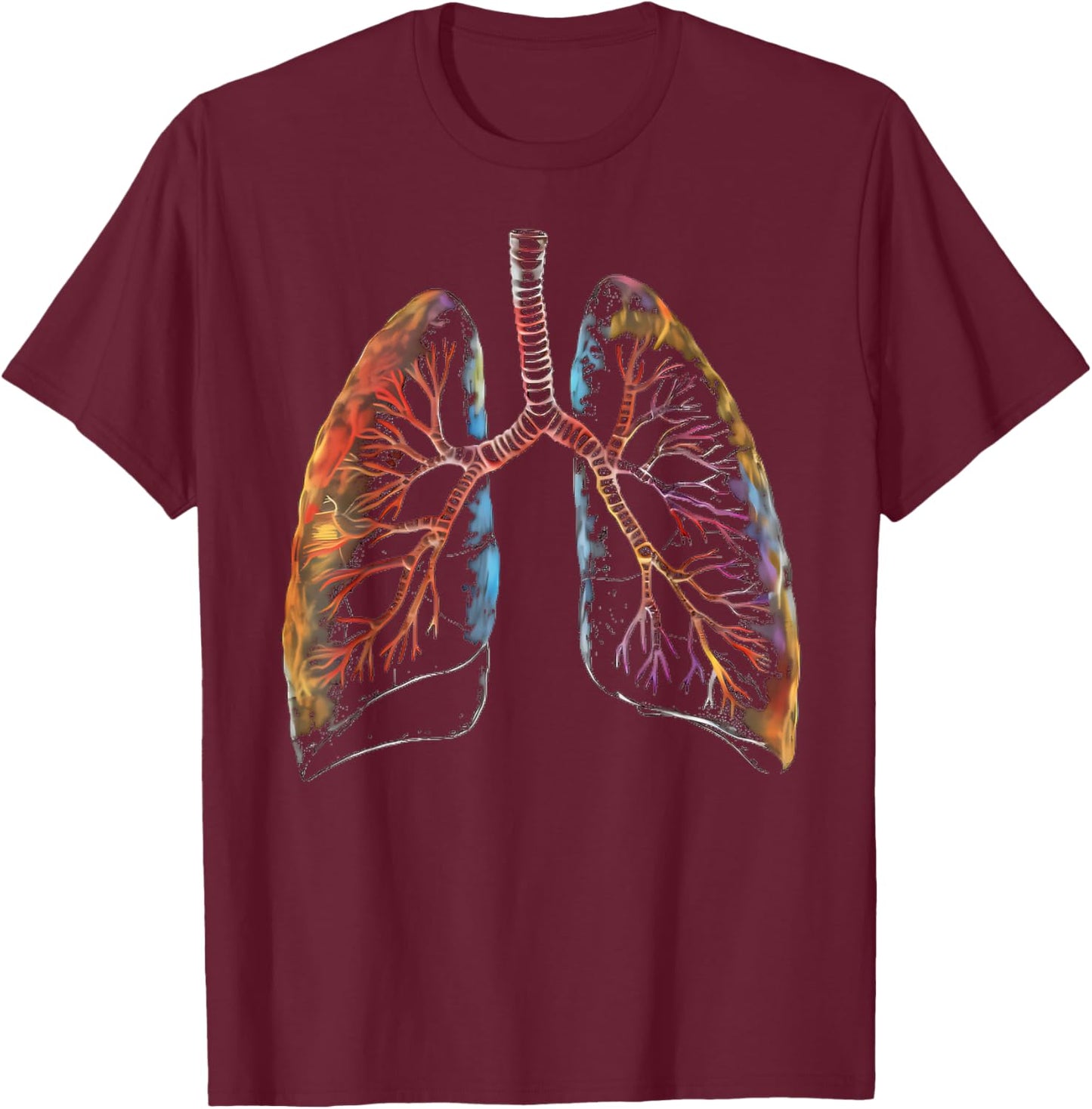 Lungs Anatomical Color for Doctors and fans of Breathing T-Shirt - T-Shirt | Maroon