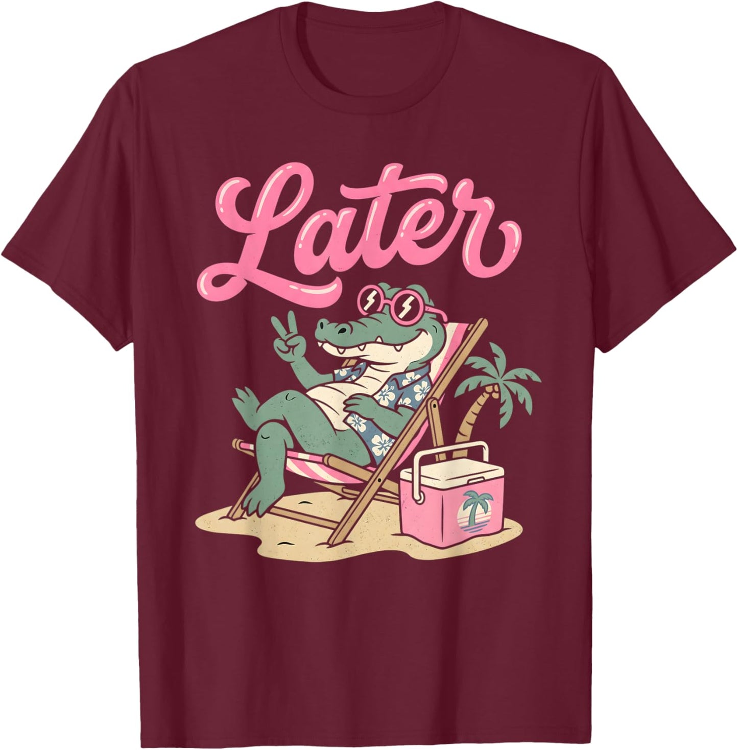Later Gator Teacher Kids Summer Alligator Last Day of School T-Shirt - T-Shirt | Maroon
