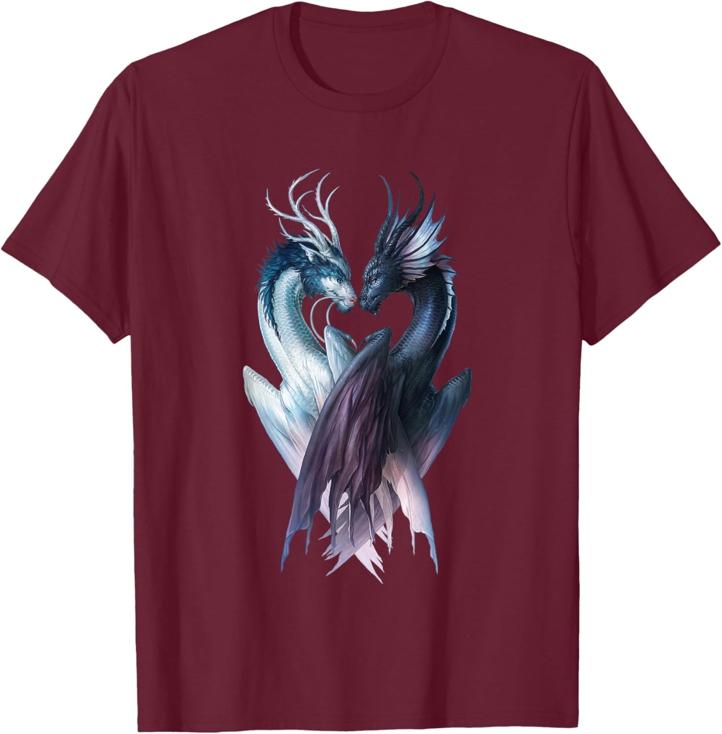 JoJoesArt, Yin Yang Dragon Dragons T-Shirt - T-Shirt | Maroon
