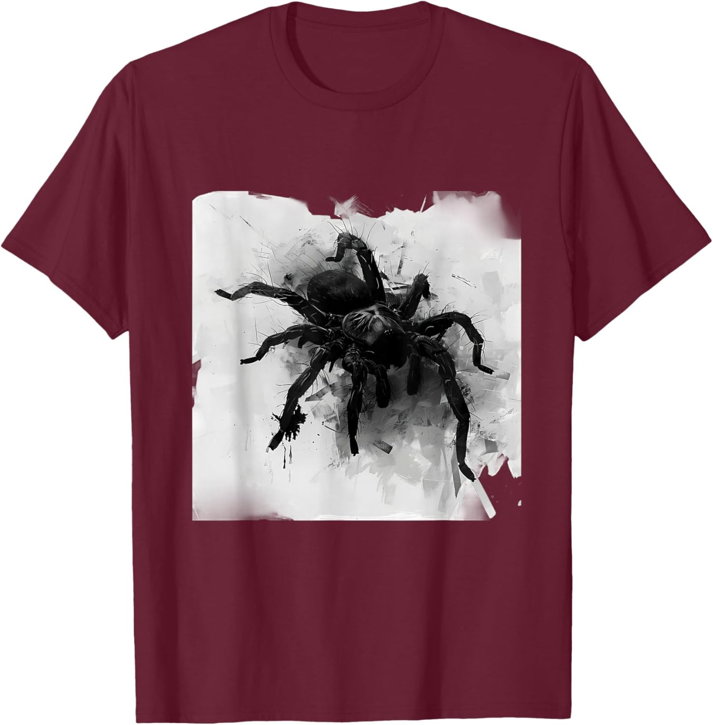 Tarantula Spider Drawing Animal Print Nature Wildlife T-Shirt - T-Shirt | Maroon