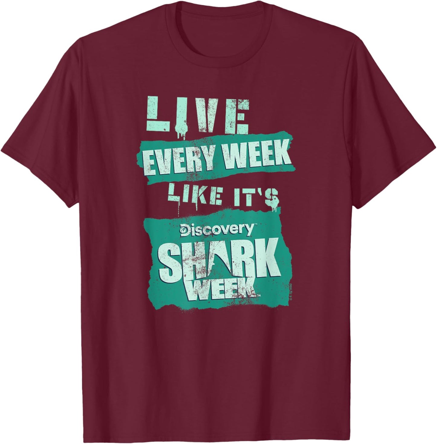 Shark Week Officially Licensed Live Every Week T-Shirt - T-Shirt | Maroon
