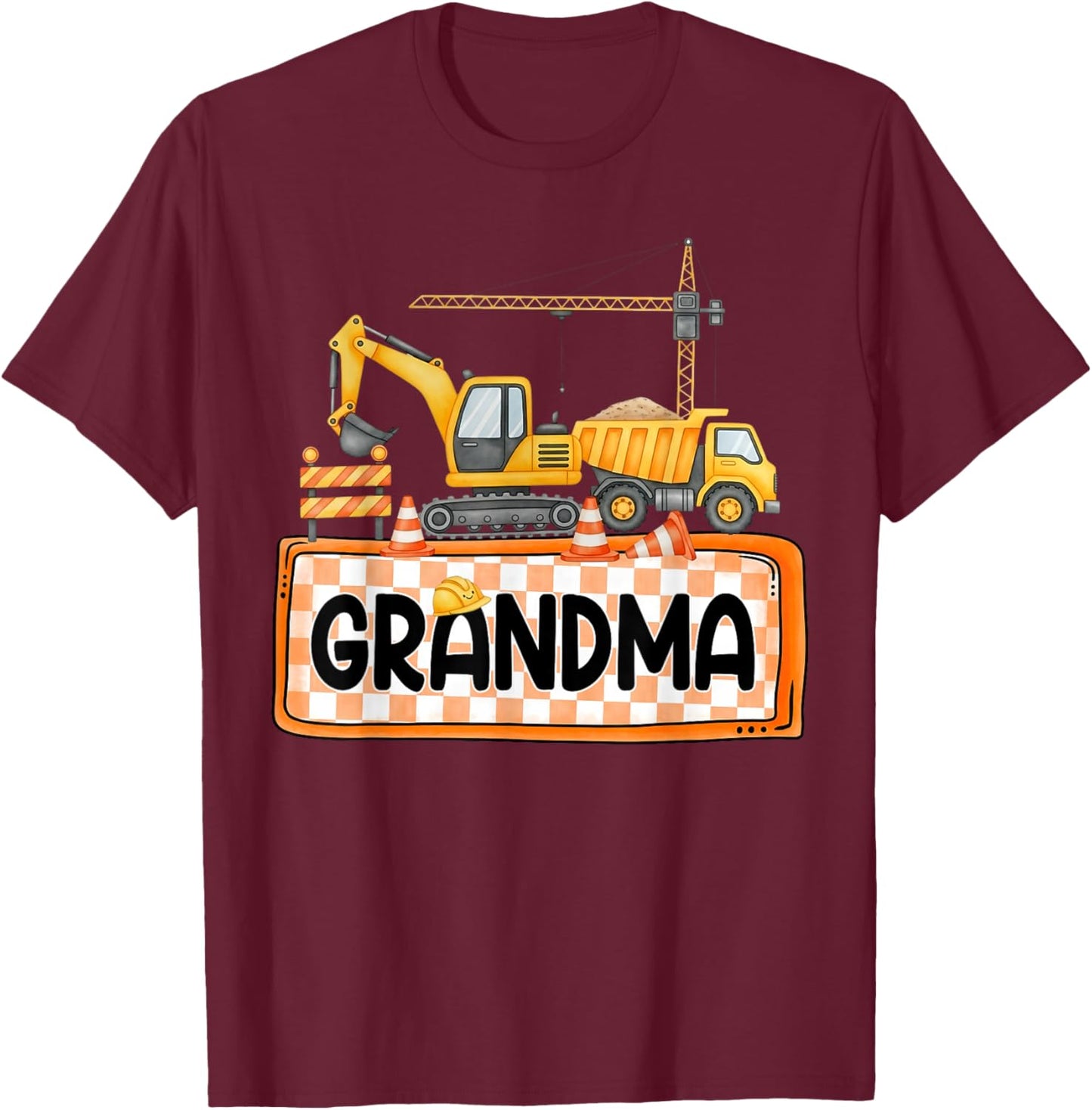 Funny Grandma Construction Excavator Matching Family T-Shirt - T-Shirt | Maroon