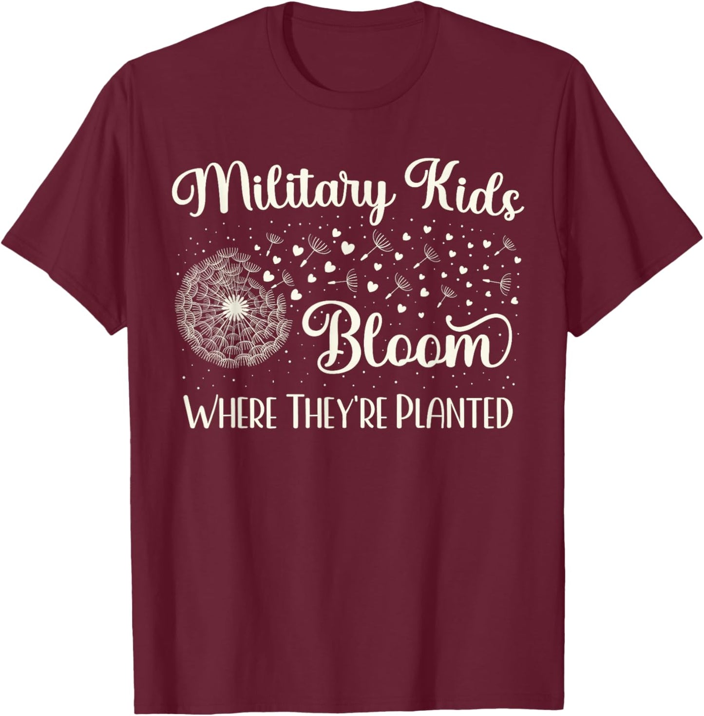 Military Child Month | Dandelion Bloom Military Kids Purple T-Shirt - T-Shirt | Maroon