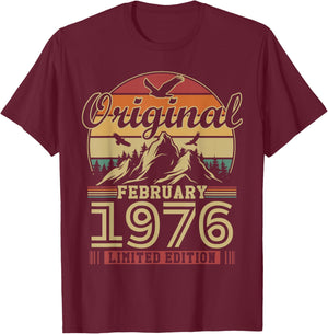 Vintage Cadeau Anniversaire 50 Ans pour Né en Février 1976 T-Shirt - T-Shirt | Maroon