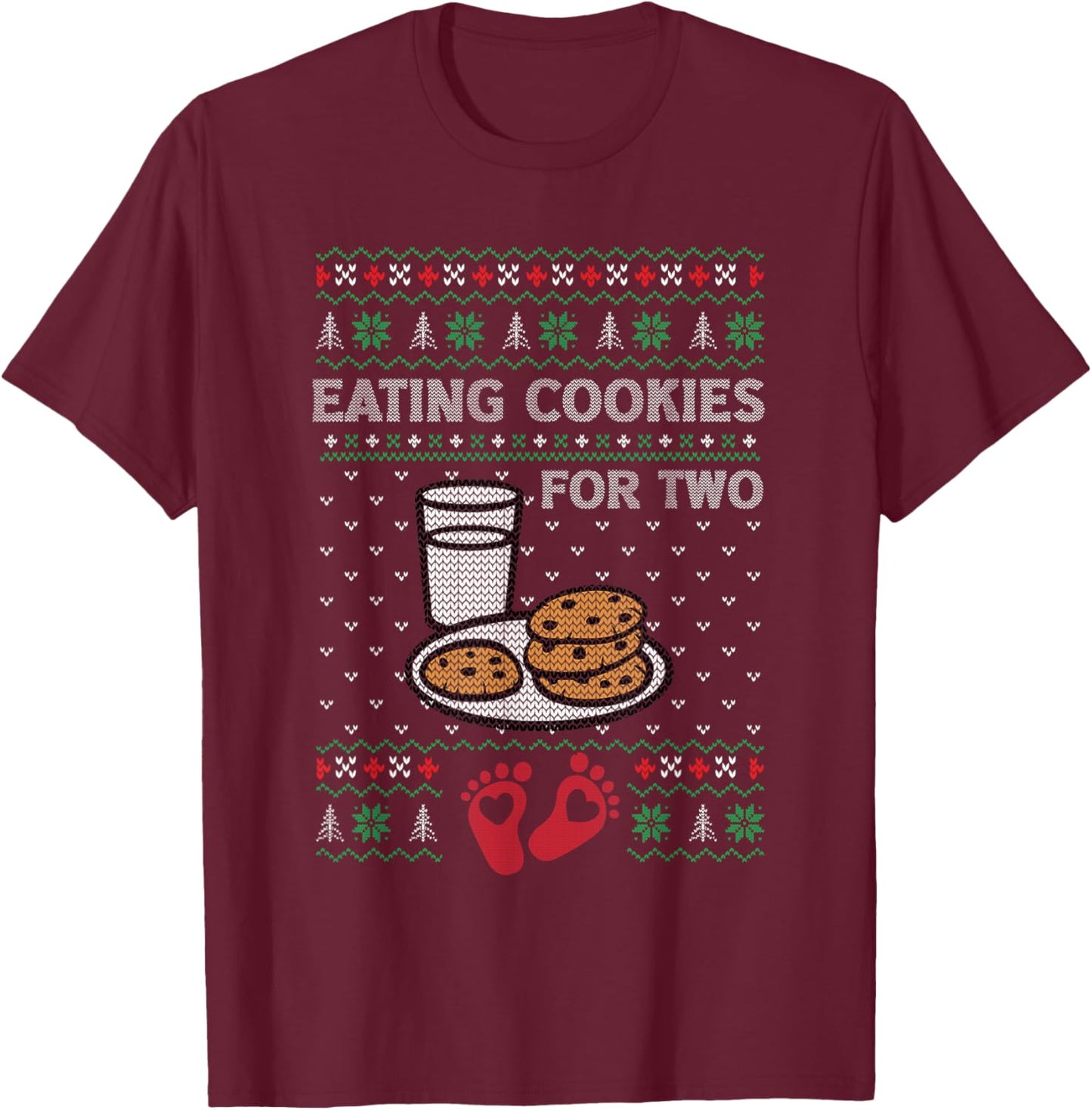 Pregnancy New Mom Baby Pregnant Christmas Matching Couples T-Shirt - T-Shirt | Maroon