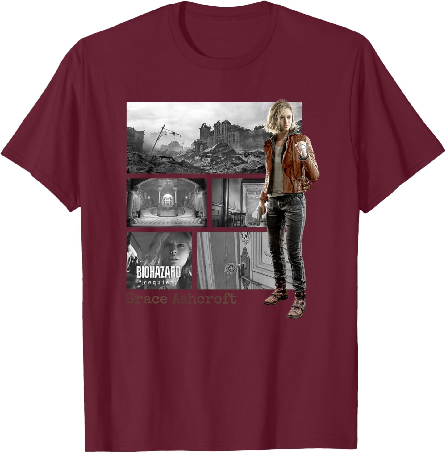 Resident Evil Requiem Grace BP T-Shirt - T-Shirt | Maroon