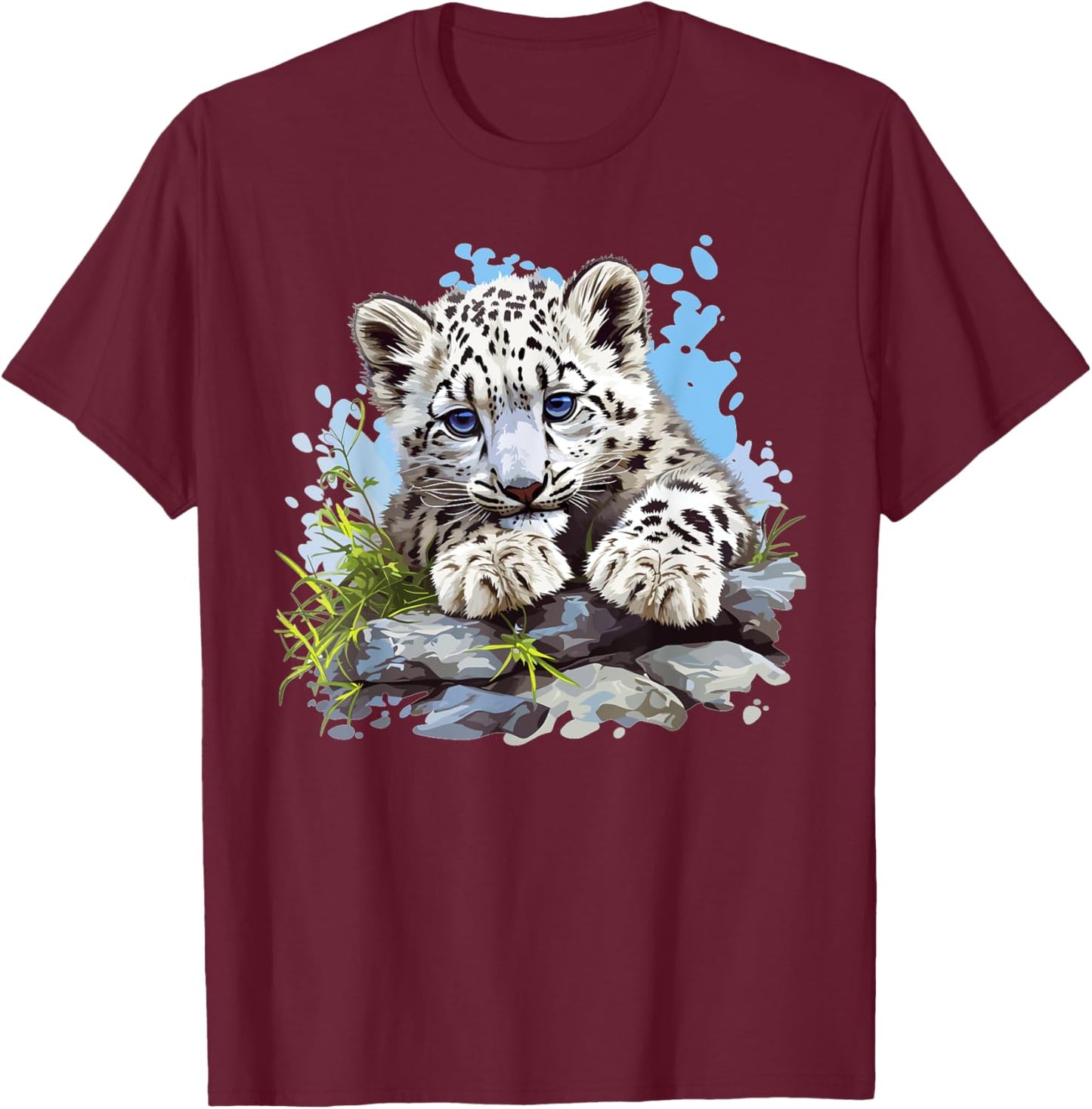 Snow Leopards Lovers Snow Leopard T-Shirt - T-Shirt | Maroon