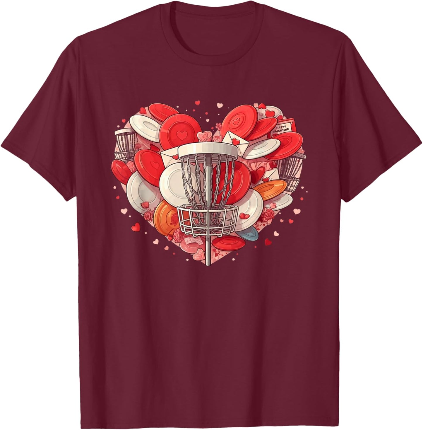 Funny Disc Golf Heart Valentine Disc Golf Kids T-Shirt - T-Shirt | Maroon