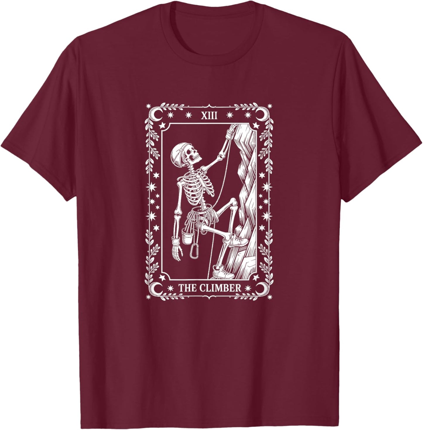 The Climber Tarot Card, Rock Climbing T-Shirt - T-Shirt | Maroon