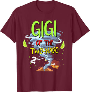 Gigi of the Two-nado Tornado Theme 2nd Birthday Party T-Shirt - T-Shirt | Maroon