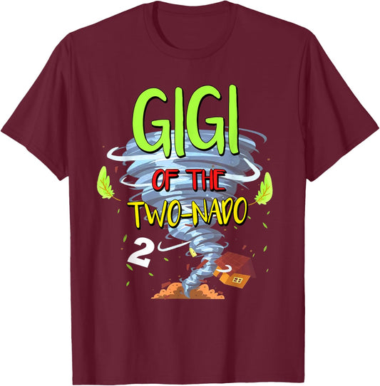 Gigi of the Two-nado Tornado Theme 2nd Birthday Party T-Shirt - T-Shirt | Maroon
