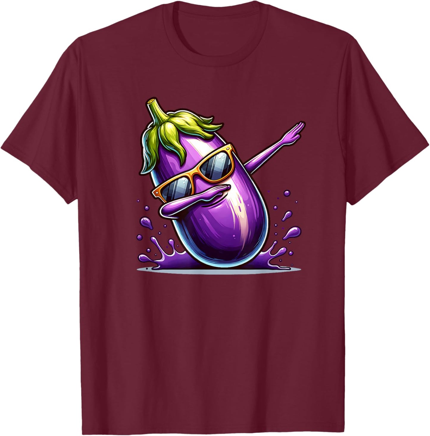 Coole Dabbende Aubergine mit Sonnenbrille T-Shirt - T-Shirt | Maroon