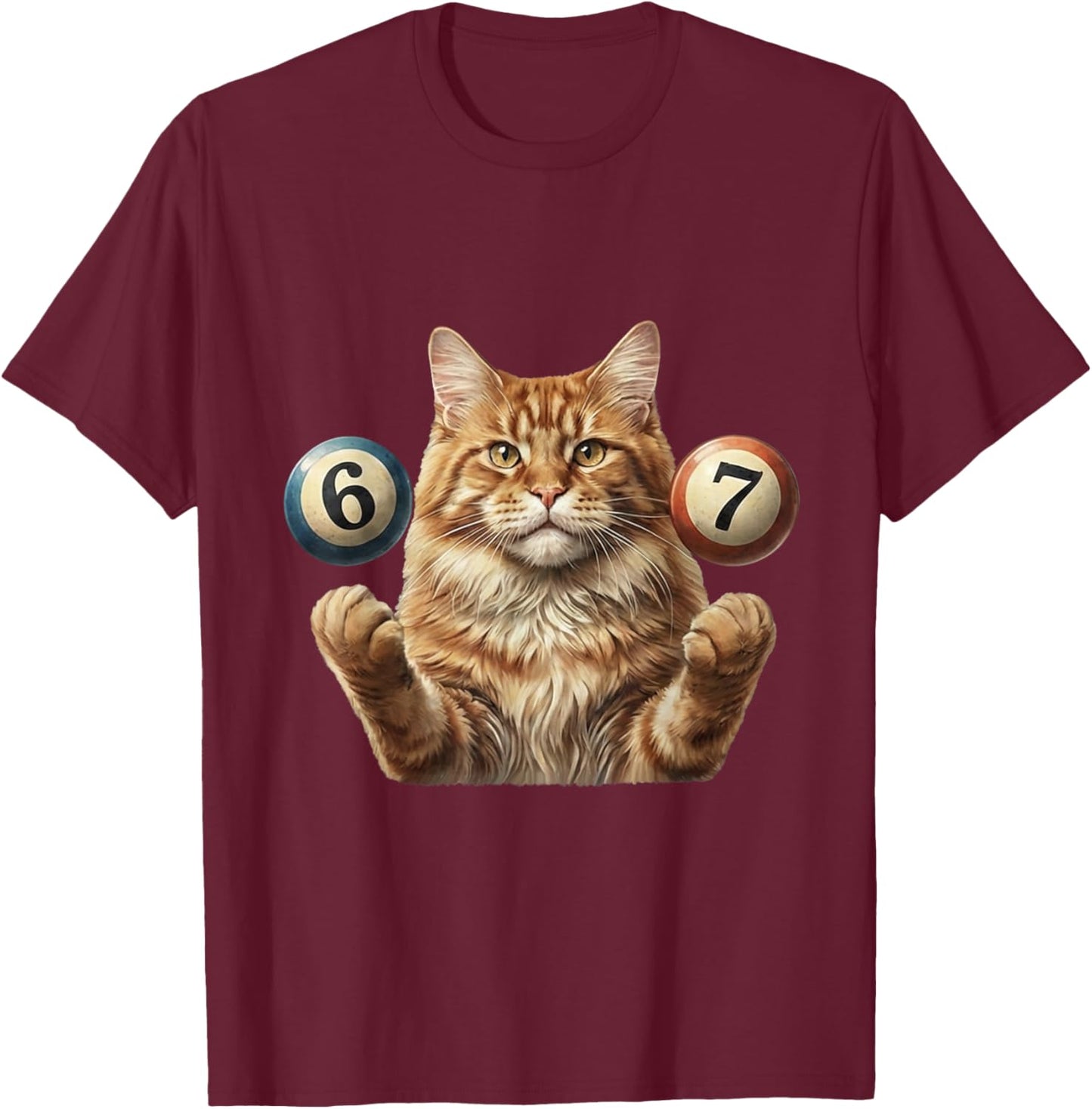 67 Meme - Six Seven Cats Funny Cat T-Shirt - T-Shirt | Maroon