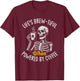 Powered by Coffee Funny Skeleton Caffeine Lover Barista T-Shirt - T-Shirt | Maroon