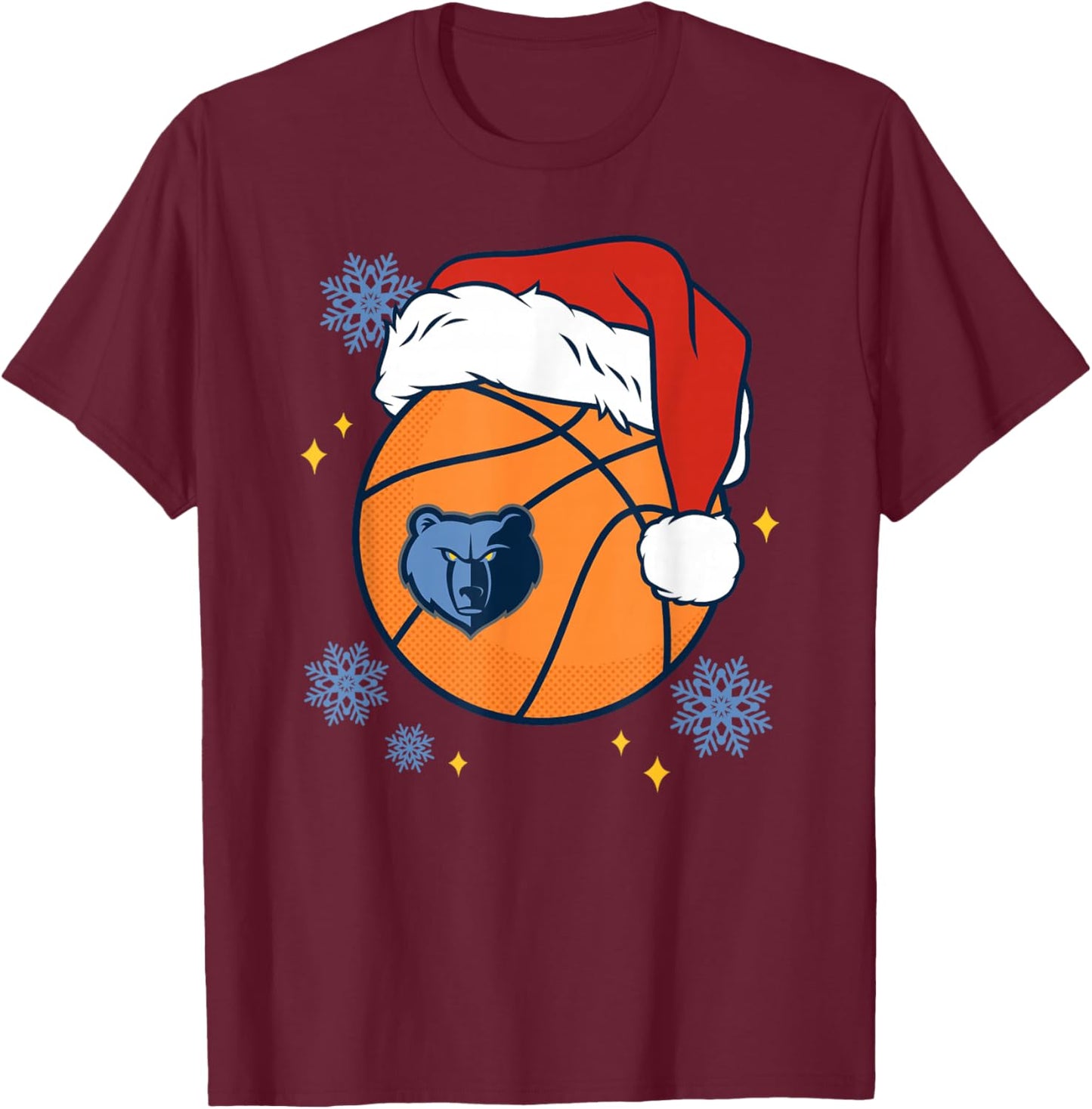 NBA Memphis Grizzlies Christmas Santa Hat Ball T-Shirt - T-Shirt | Maroon