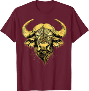 Buffalo Cape Water Buffalos Safari South African Buffalo T-Shirt - T-Shirt | Maroon