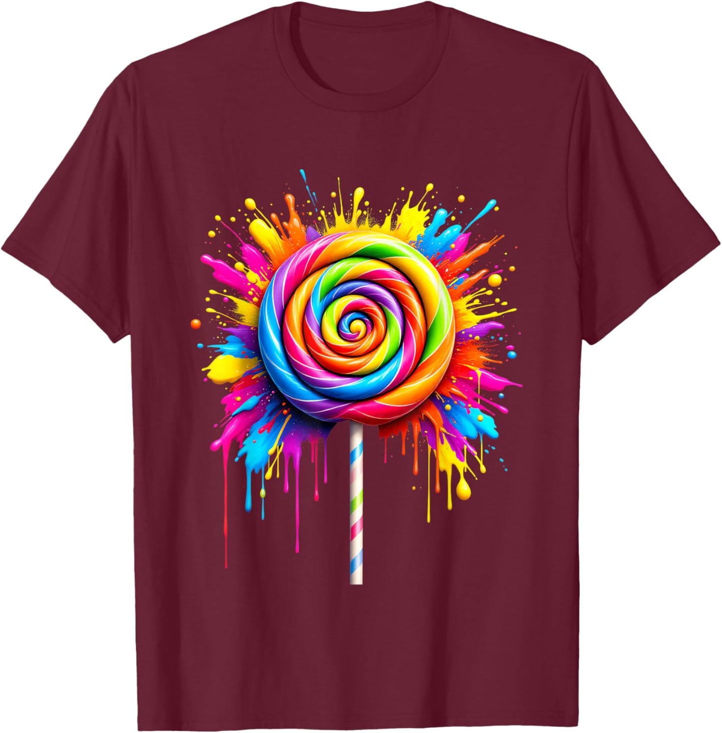 Candy Candy Costume Women's Carnival Lollipop Fancy Dress T-Shirt - T-Shirt | Maroon