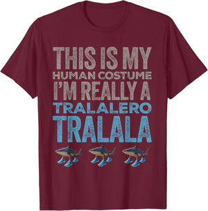 Tralalero Tralala Human Costume Funny Halloween Meme T-Shirt - T-Shirt | Maroon