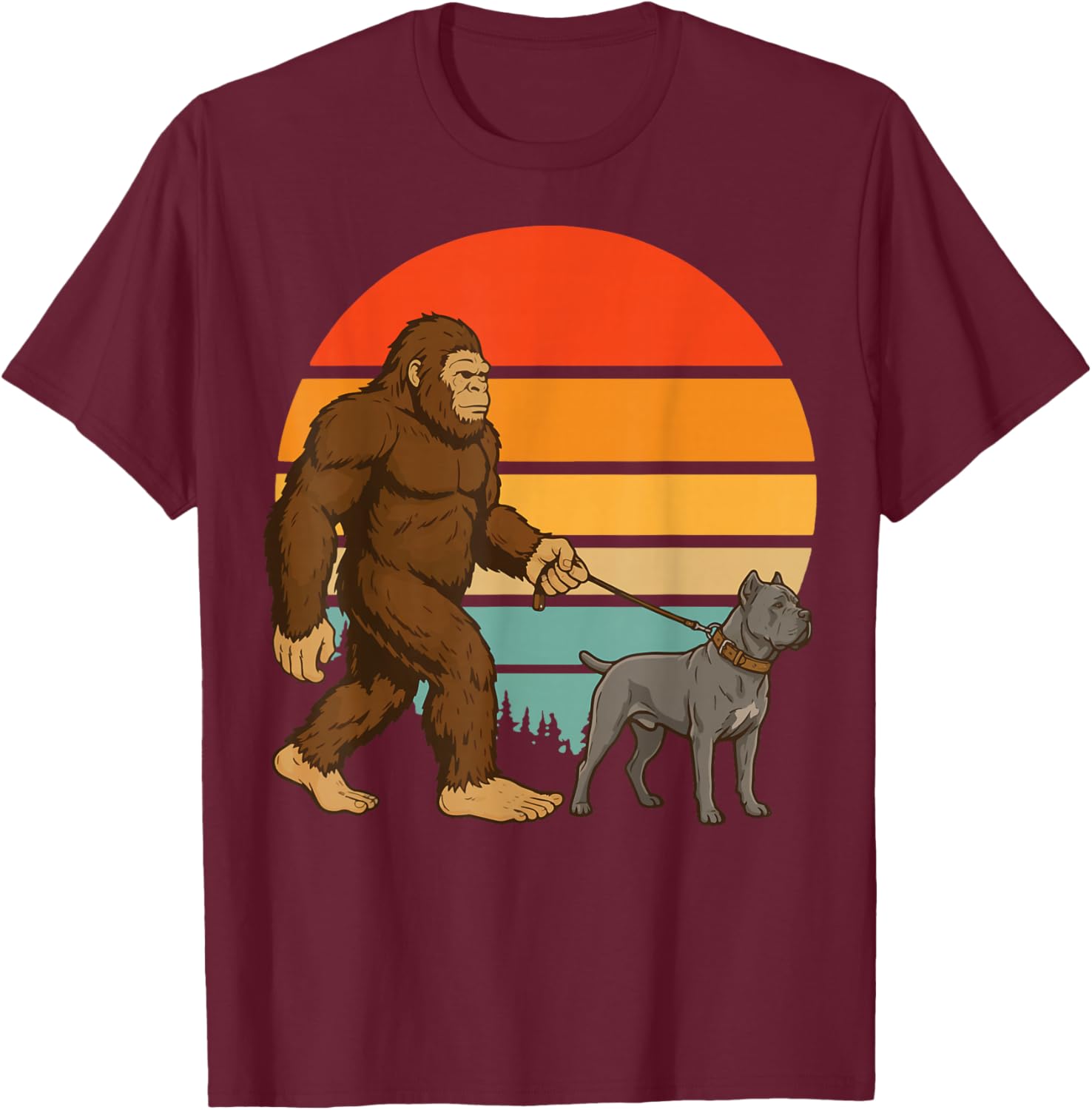 Bigfoot Cane Corso Retro Italian Mastiff T-Shirt - T-Shirt | Maroon
