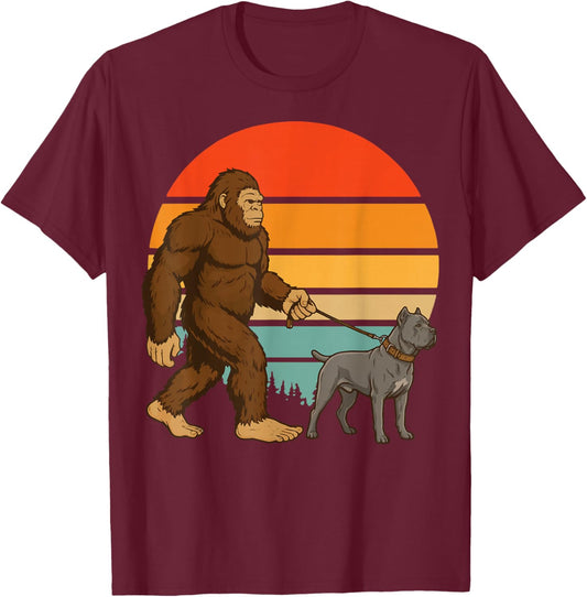 Bigfoot Cane Corso Retro Italian Mastiff T-Shirt - T-Shirt | Maroon